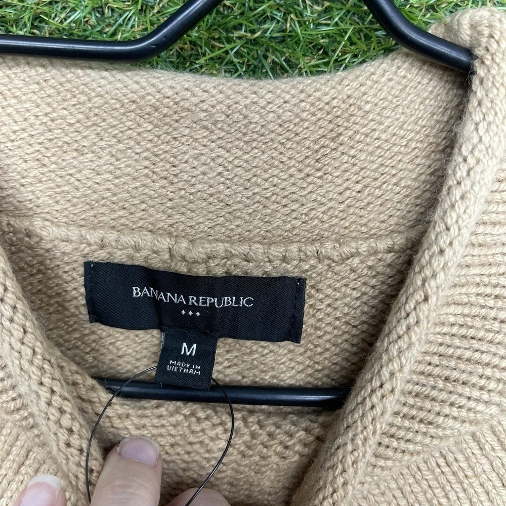 Banana Republic Wool Sweater Mens Medium Donegal Speckled Roll-Neck Beige NWT